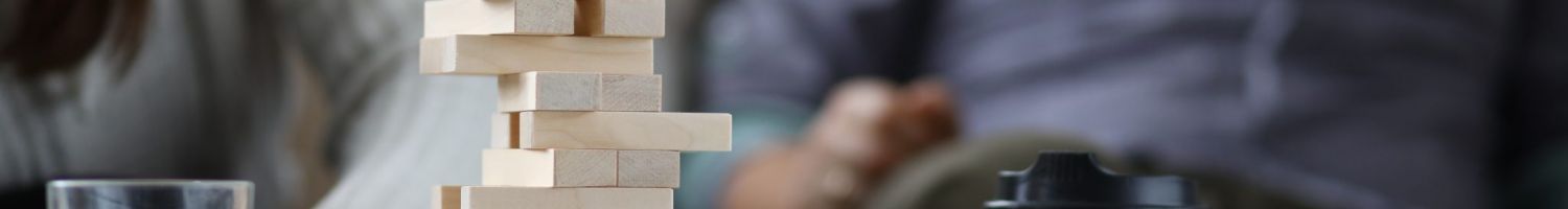 Lovers playing Jenga